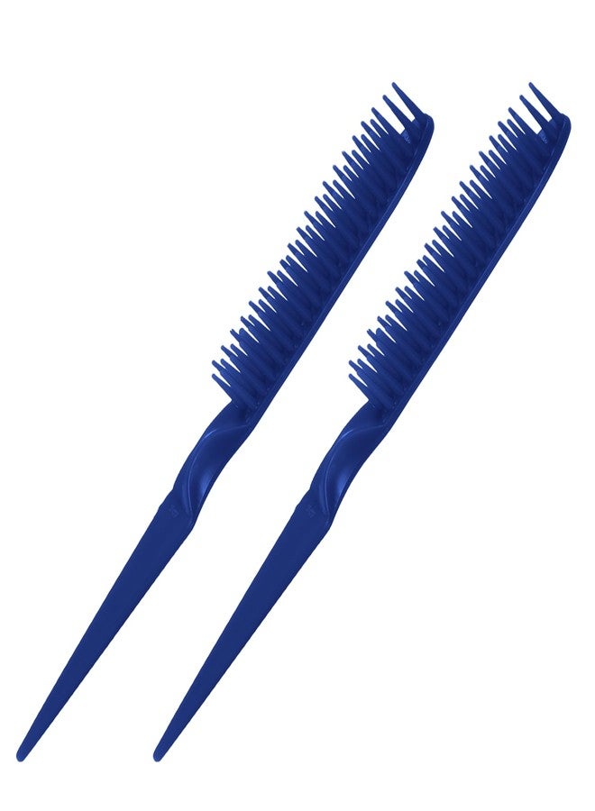 Qulkws 2 Pcs Blue Unbraider Combs 3 Row Hair Comb Set Rat Tail Styling Comb Curly Hair Styling Brush for Women Men Detangling Stylings - Image 1